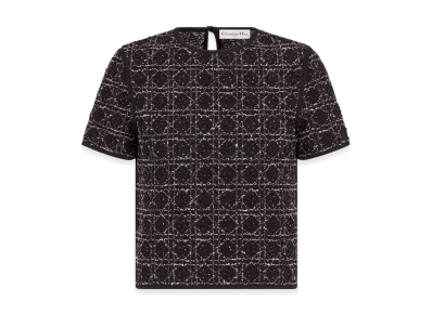 Dior Women's Macrocannage Sleeveless Top Mesh Technical Fabric "Black"