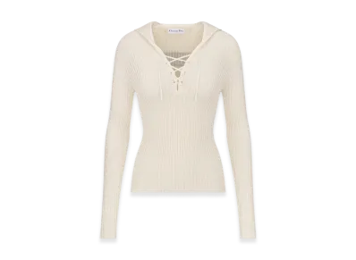 Dior Women's Dioriviera Sweater Cotton Ribbed Knit "Ecru"