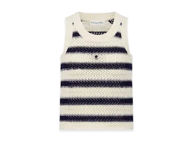 Dior Mariniere Cotton Knit Dioriviera Cropped Tank Top "Ecru/Navy"