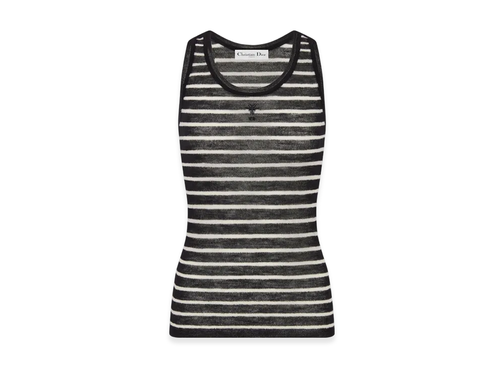 Dior Women's Ribbed Wool Knit Mariniere Tank Top "Black/Ecru"