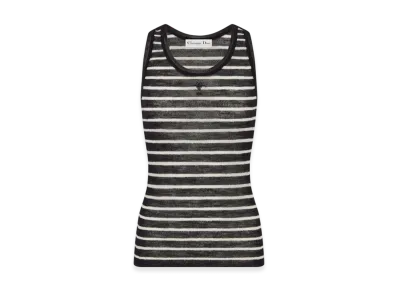 Dior Women's Ribbed Wool Knit Mariniere Tank Top "Black/Ecru"