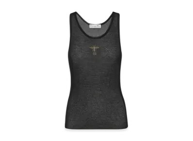 Dior Women's Cotton Technical Mesh with Bee Embroidery Tank Top "Black"
