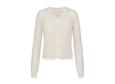 Dior Women's Mohair and Alpaca Blend Lace Twinset "Ecru"