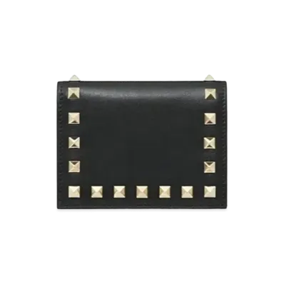 Valentino Small Rockstud Calfskin Wallet "Black"