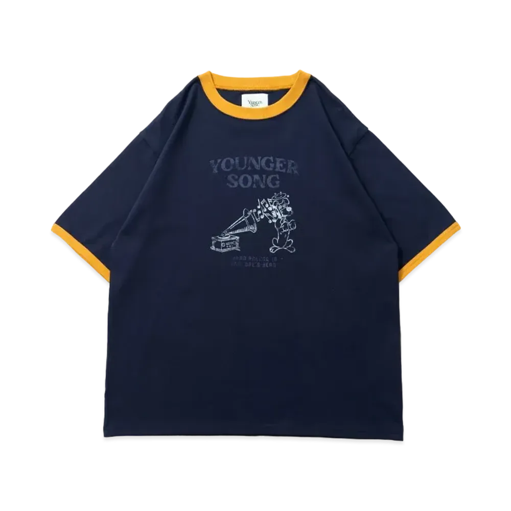 Younger Song chara ringer TEE "NAVY sound dog"
