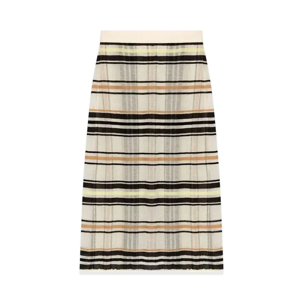Bottega Veneta Striped Cotton Skirt "Dove/yellow/nude"