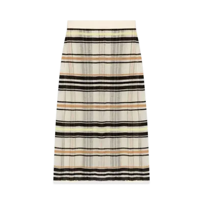 Bottega Veneta Striped Cotton Skirt "Dove/yellow/nude"