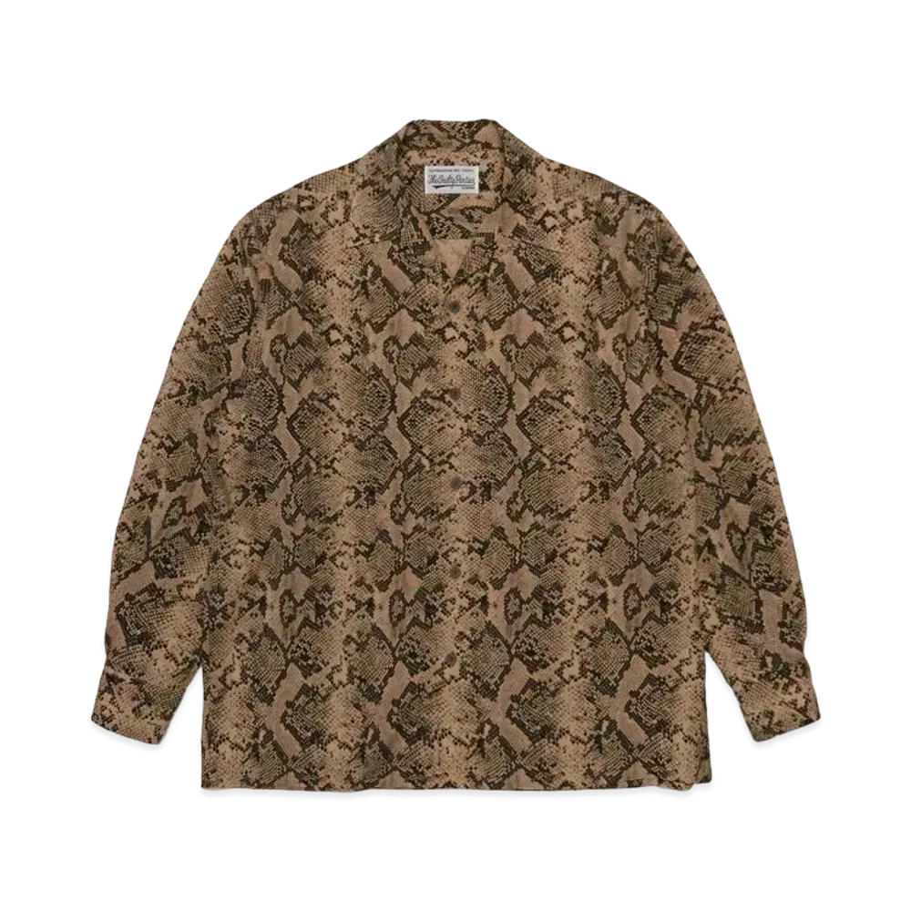 WACKO MARIA PYTHON OPEN COLLAR SHIRT "Brown"