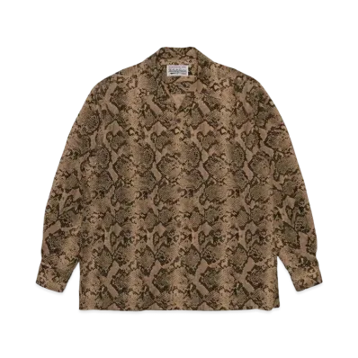 WACKO MARIA PYTHON OPEN COLLAR SHIRT "Brown"