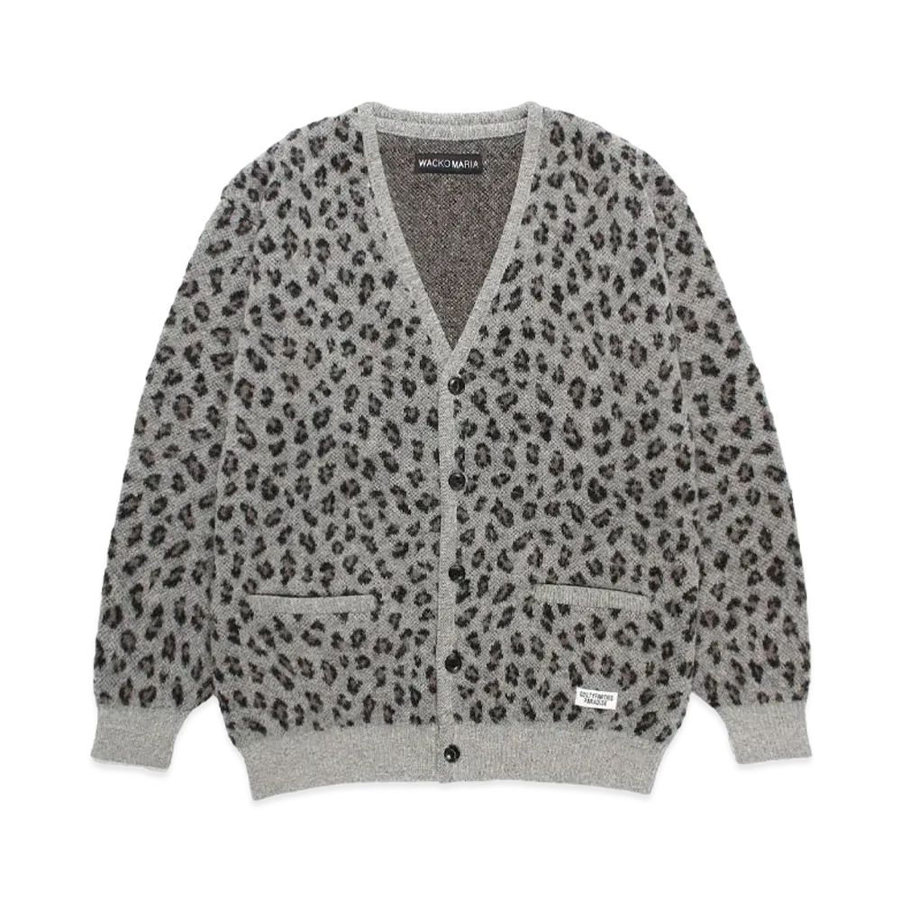 WACKO MARIA Leopard Jacquard Mohair Knit Cardigan "Gray"