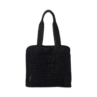 MIUMIU Woven Fabric Tote Bag "Black"