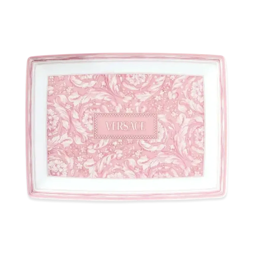 Versace Barocco Rose Rectangular Plate 7.1" "Pink/Print"