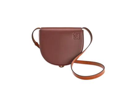 LOEWE Heel Duo Bag In Soft Natural Calfskin "Burgundy / Dark Tan"