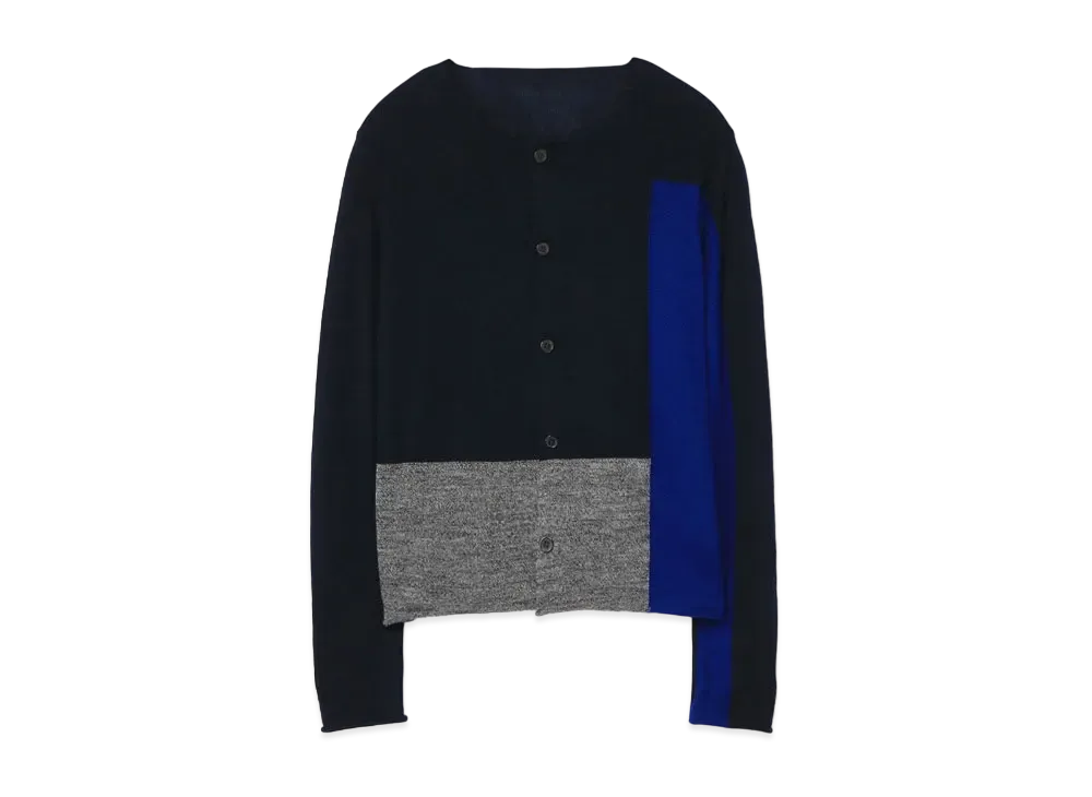 Yohji Yamamoto Y's INTARSIA PLAIN STITCH 3 COLOURS CARDIGAN "Navy"