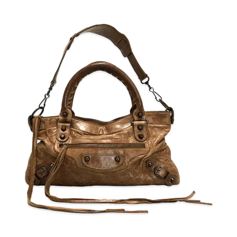 BALENCIAGA The First Leather 2Way Bag "Gold"