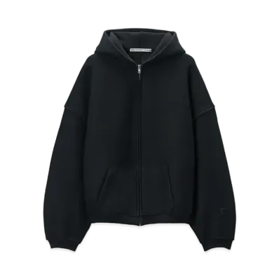 Alexander Wang Dense Fleece Star Zip-Up Hoodie "Black"