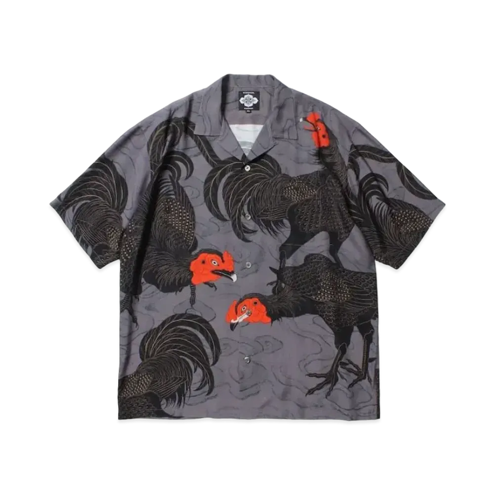 APHRODITEGANG Gakkin x Budspool Uzushamo Hawaiian Shirt "Charcoar"