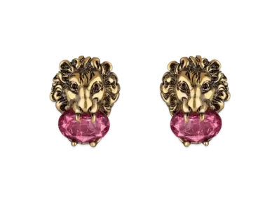 GUCCI Crystal Lion Head Earrings