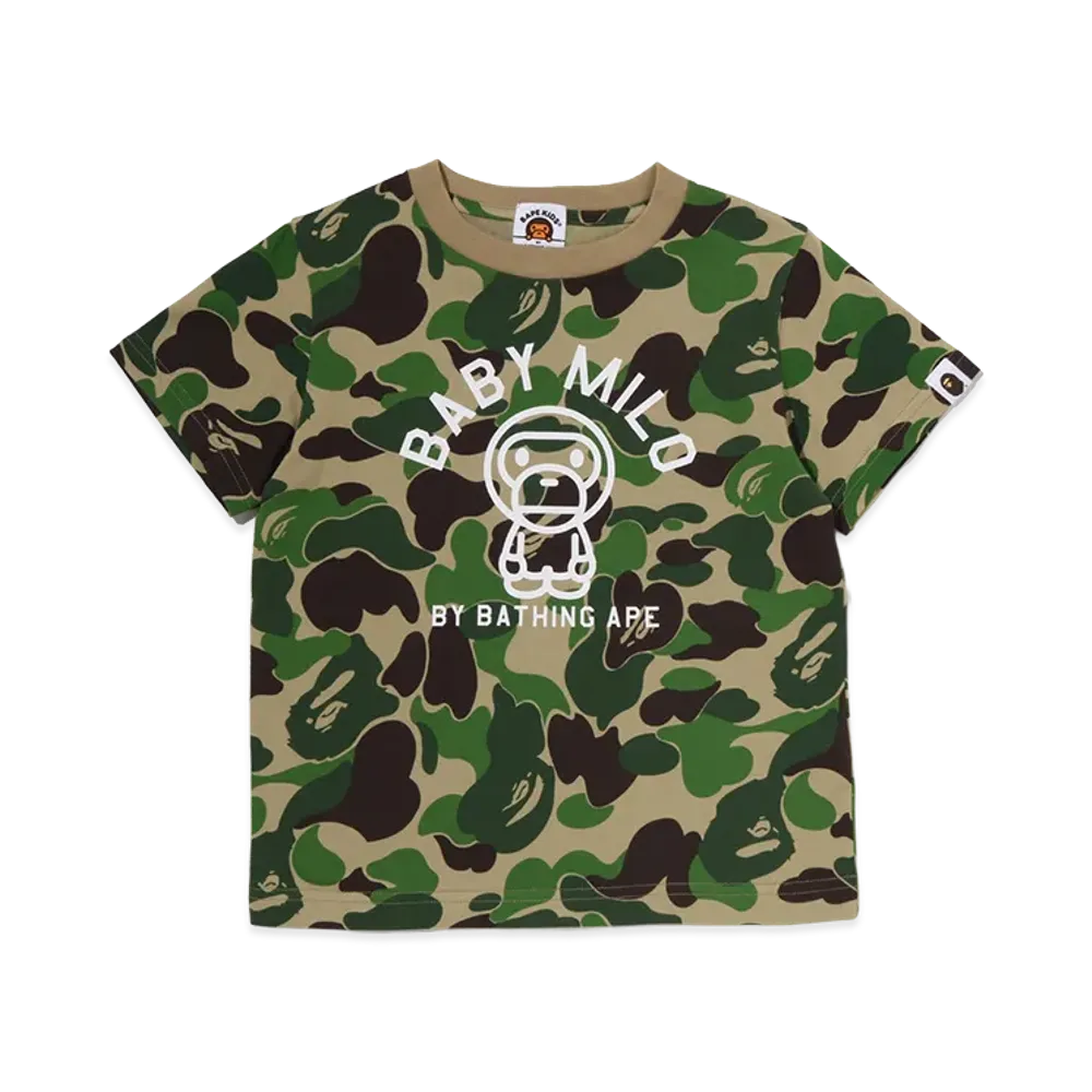 A BATHING APE Kids ABC Camo Baby Milo College Tee "Green"
