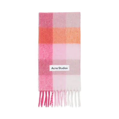 Acne Studios Mohair Check Scarf "Pink/White/Fuchsia"