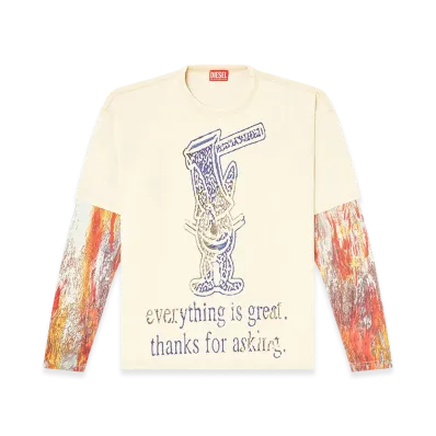 Diesel T-Boxt-Db-Ls-Rib-T1 Long Sleeve T-Shirt "Beige"