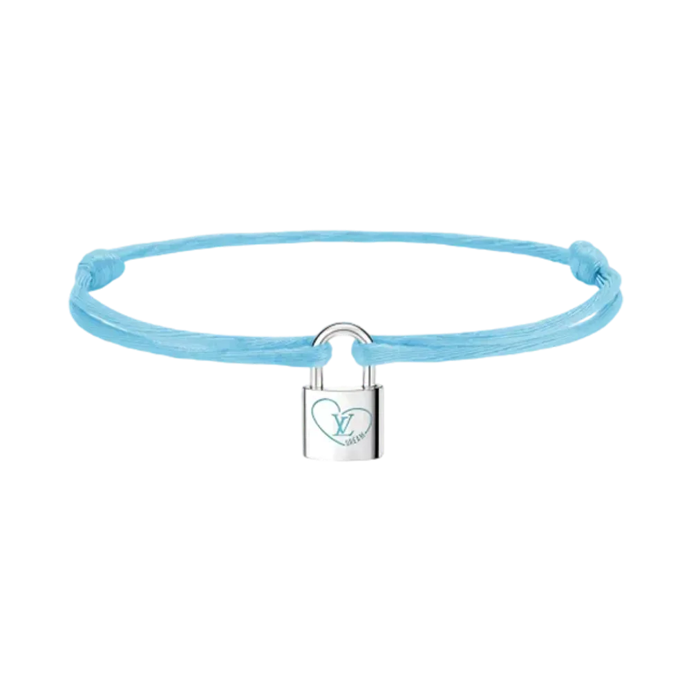 Louis Vuitton Silver Lockit x Felix Lee Bracelet, Sterling Silver, Lacquer and Polyester Cord "Blue"