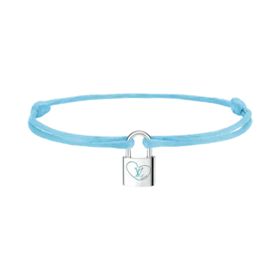 Louis Vuitton Silver Lockit x Felix Lee Bracelet, Sterling Silver, Lacquer and Polyester Cord "Blue"