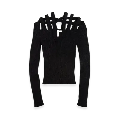 H&M x Glenn Martens Cutout Rib Knit Top "Black"
