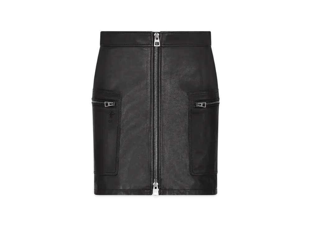 Dior Women's Lambskin Zip Mini Skirt "Black"