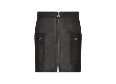 Dior Women's Lambskin Zip Mini Skirt "Black"