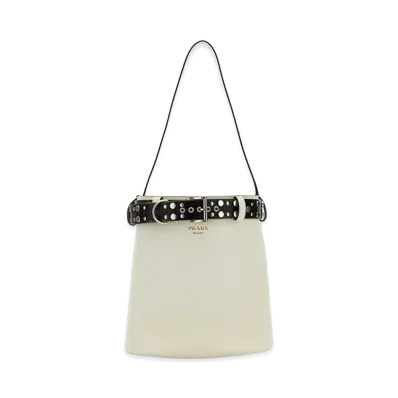 PRADA Women's Leather Buckle Buckle Bag "White"