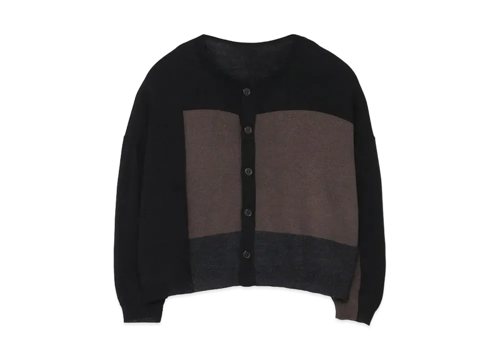 Yohji Yamamoto Y's INTARSIA PLAIN STITCH 3 COLOURS BIG CARDIGAN "Black"