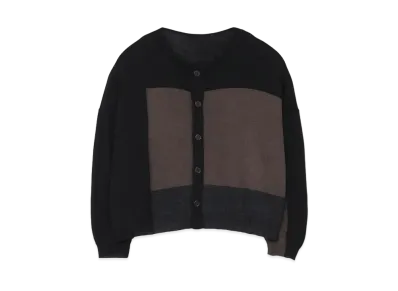 Yohji Yamamoto Y's INTARSIA PLAIN STITCH 3 COLOURS BIG CARDIGAN "Black"