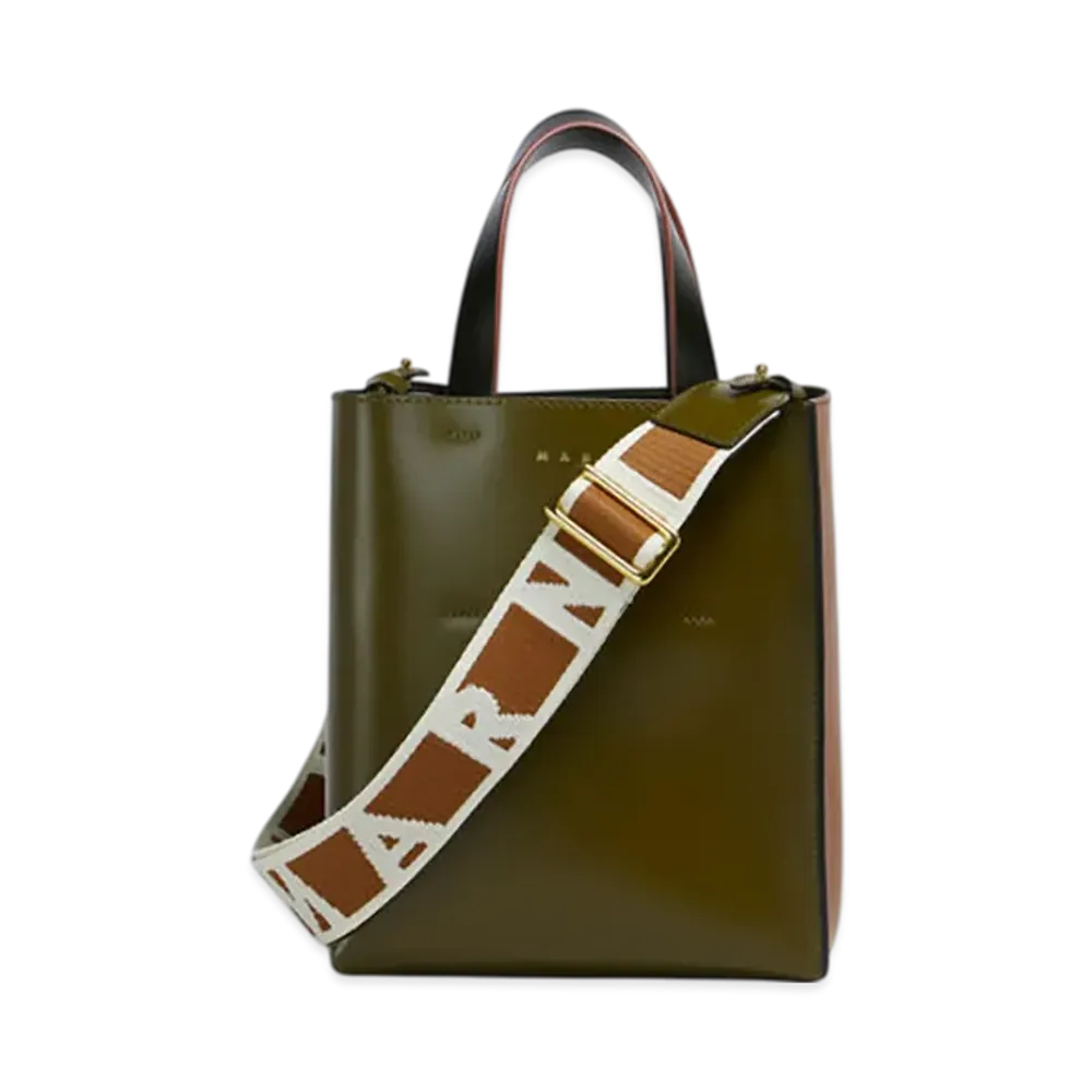 MARNI Museo Mini Bag in Leather "Deep Sage/Moka/Black"