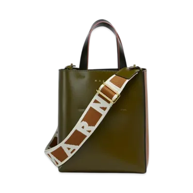 MARNI Museo Mini Bag in Leather "Deep Sage/Moka/Black"