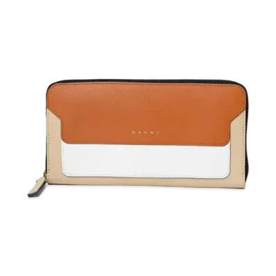 Marni Rectangular Zip Around Wallet in Saffiano Leather