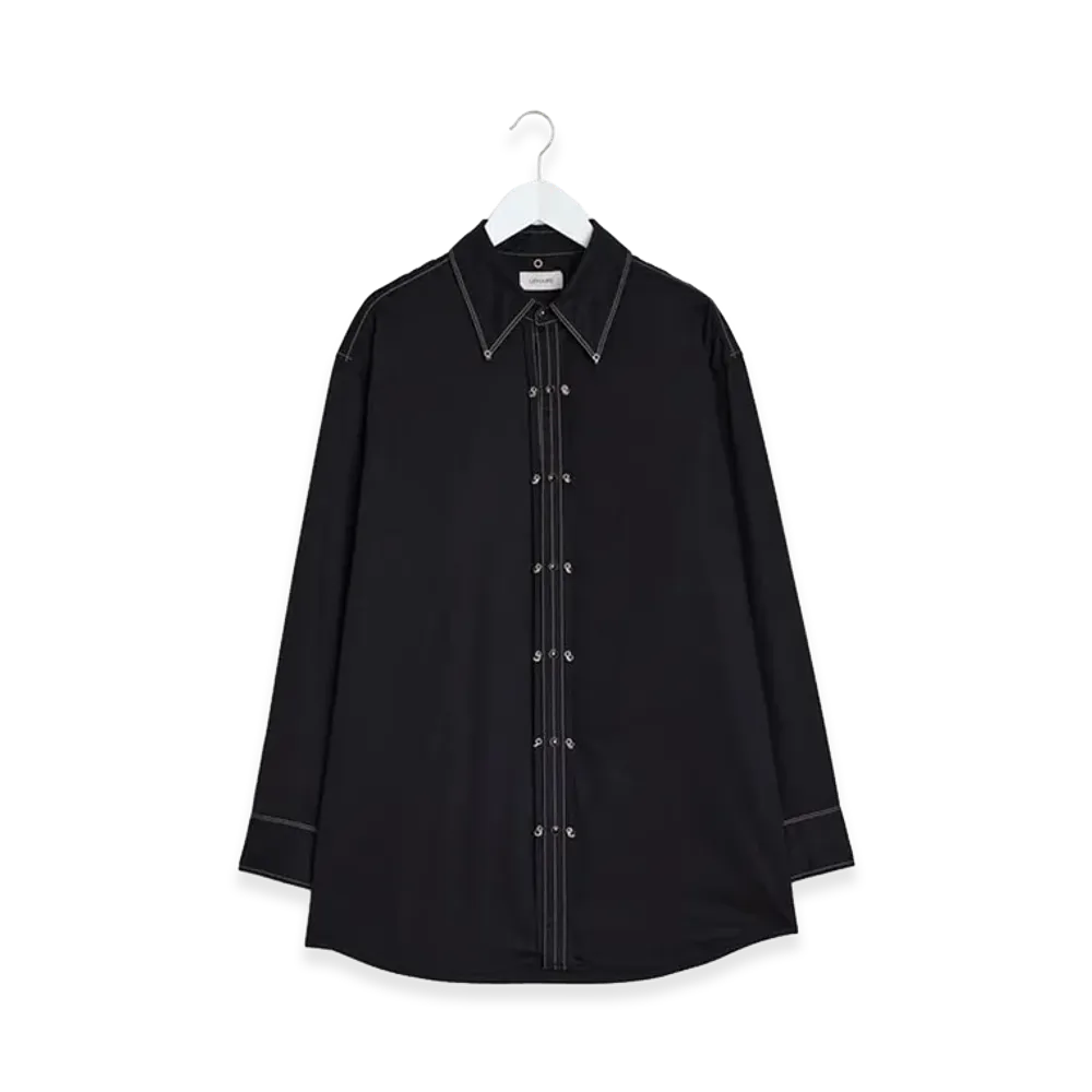 LEMAIRE Embellished Metal Shirt -Light Cotton Satin- "Black"