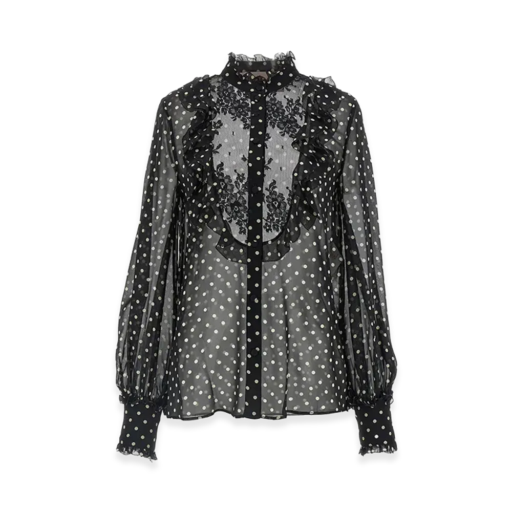 Valentino Women's Silk Long-Sleeved Shirt "Black"