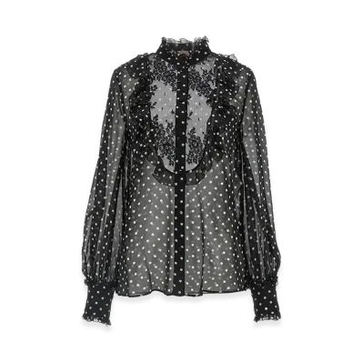 Valentino Women's Silk Long-Sleeved Shirt "Black"