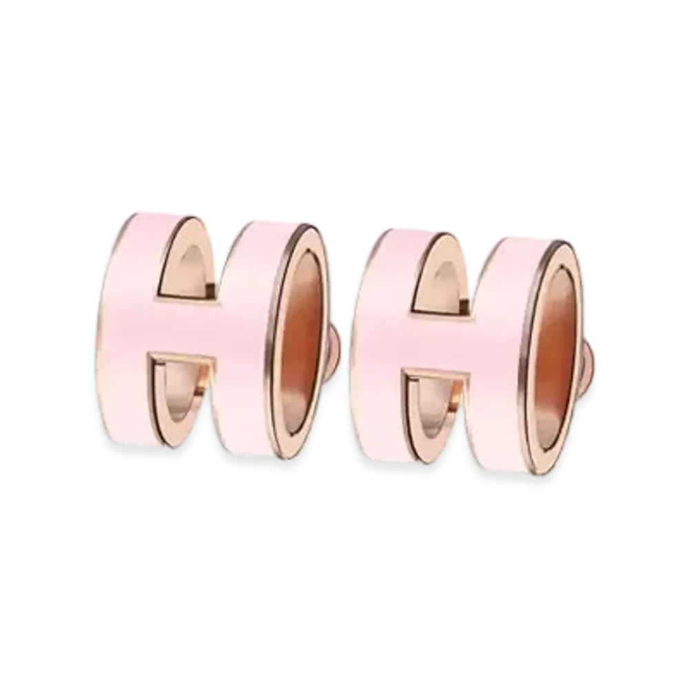 Hermes Pop H Earrings "Rose Gold/Rose Dragee"