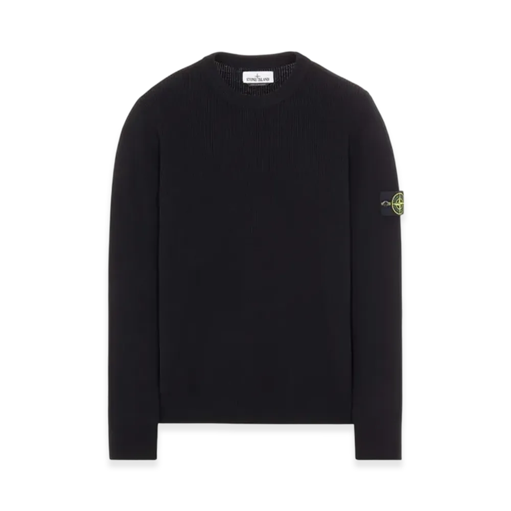 Stone Island 550D8 Ribbed Soft Cotton Crewneck Knit - 22SS "Black"