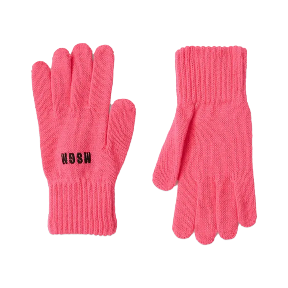 MSGM Blended-Wool Gloves With Impact Logo "Pink"