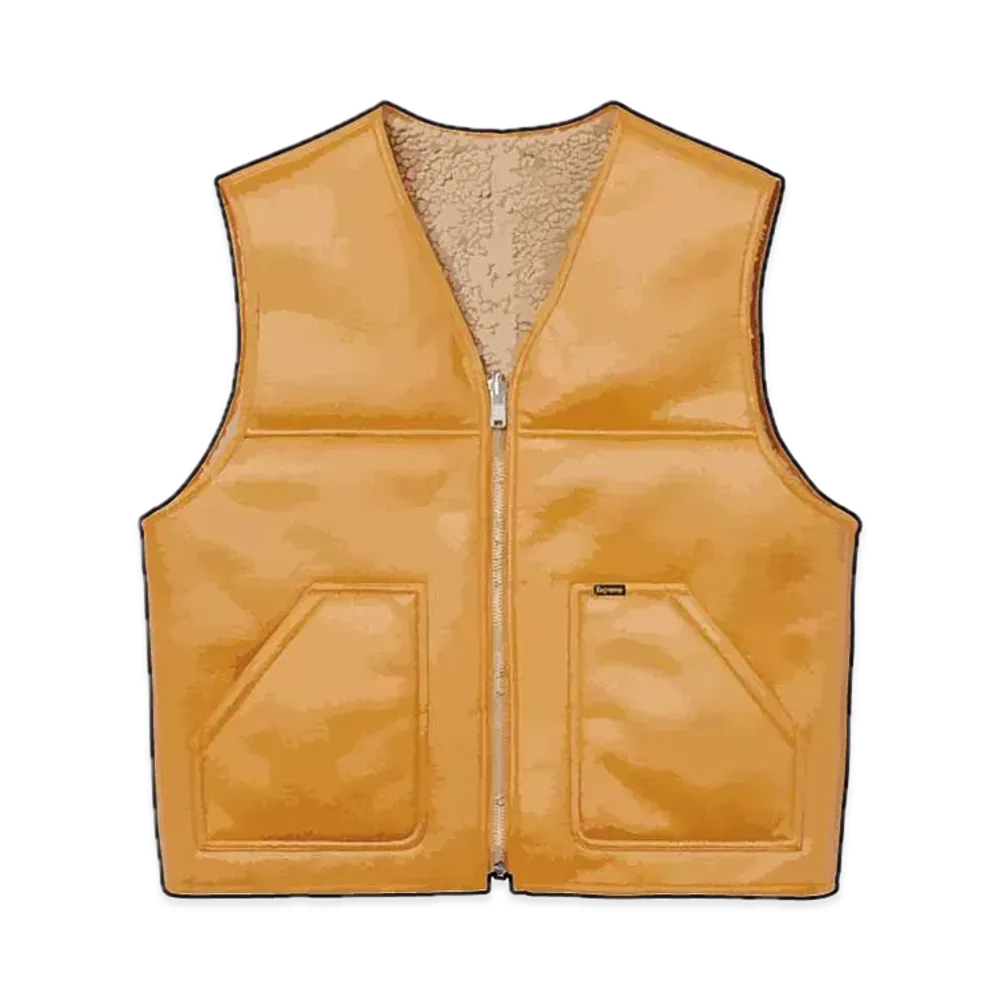 Supreme Reversible Faux Shearling Work Vest "Yellow"