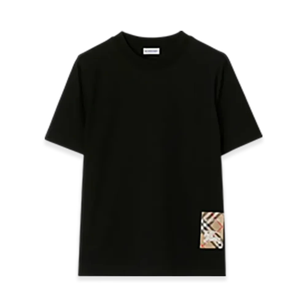 Burberry Check Label Cotton T-shirt "Black"