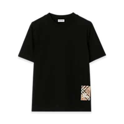 Burberry Check Label Cotton T-shirt "Black"