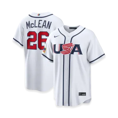 Nike 2026WBC World Baseball Classic Nolan McLean USA Baseball Home Stadium Jersey "White"