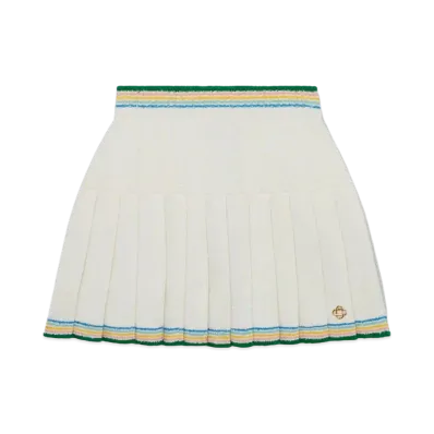 Casablanca Boucle Pleated Skirt "White"
