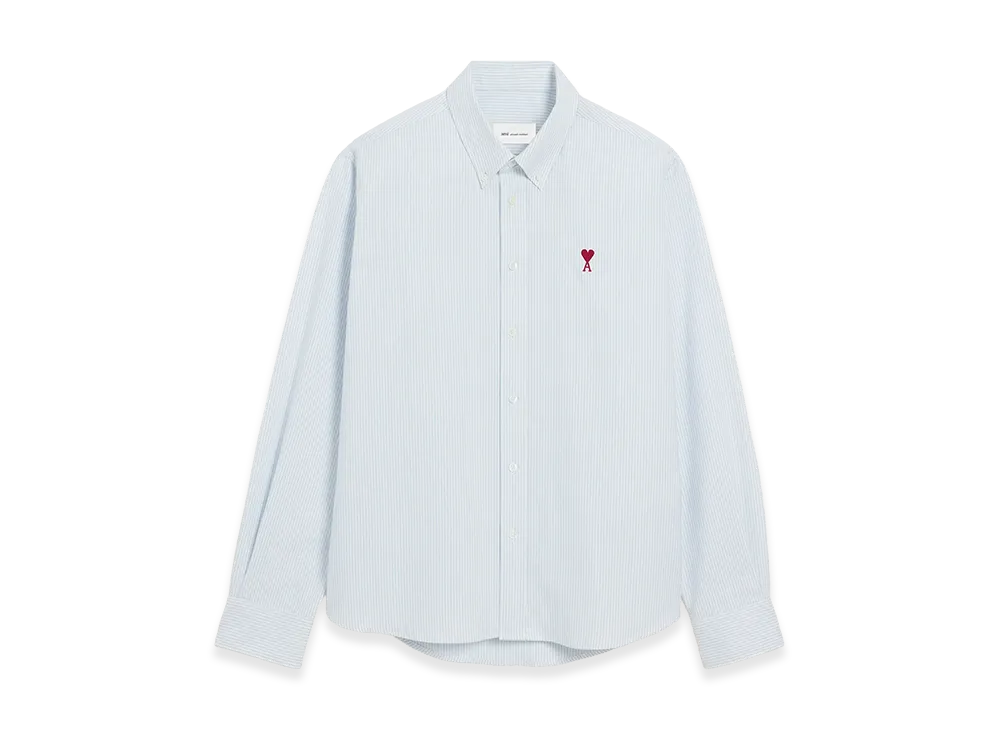 AMI PARIS Cotton Button Down Ami De Coeur Shirt "Blue"