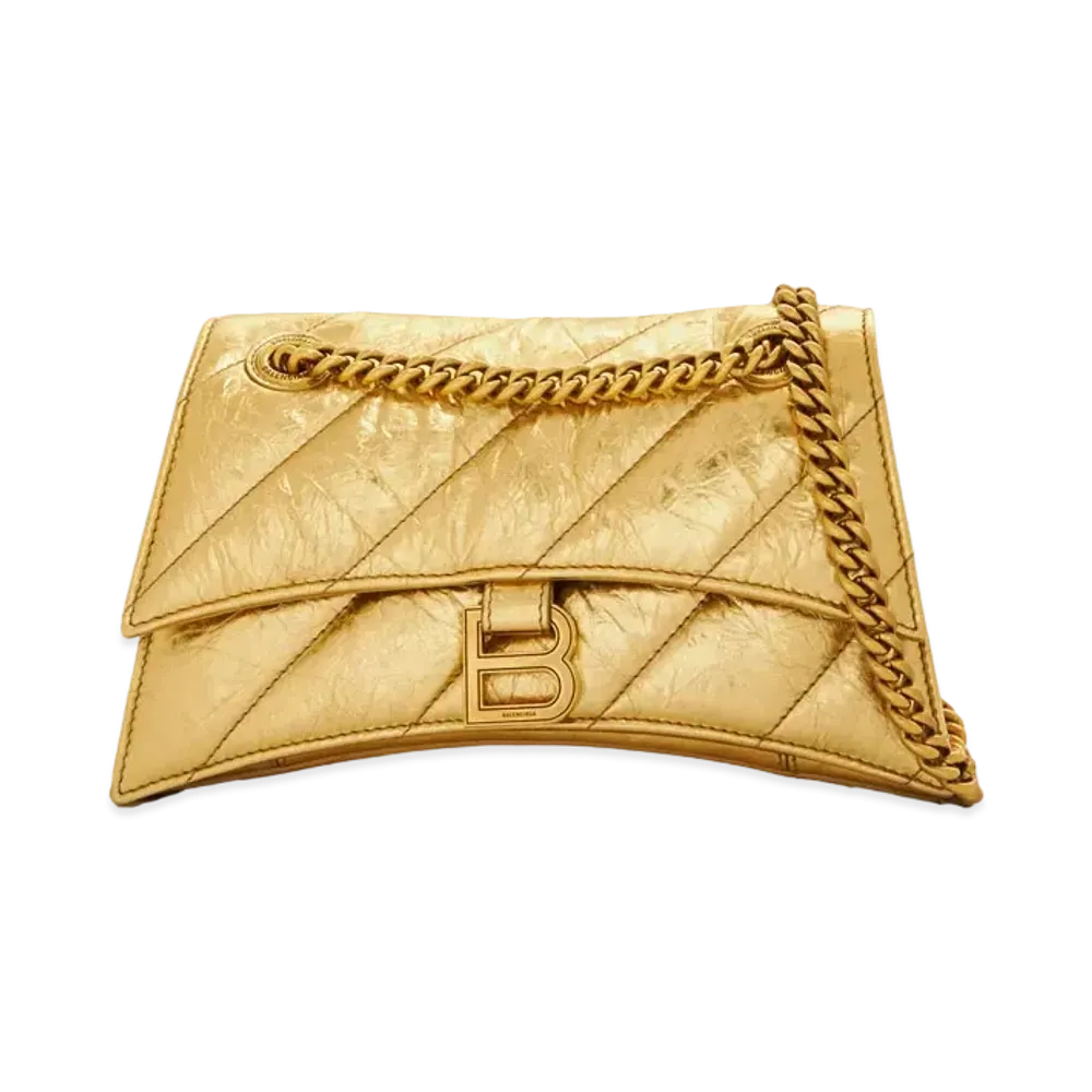 BALENCIAGA Crush Small Chain Bag Metallic Quilt "Gold"