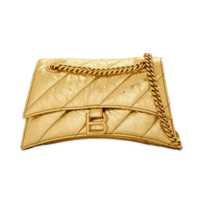 BALENCIAGA Crush Small Chain Bag Metallic Quilt "Gold"